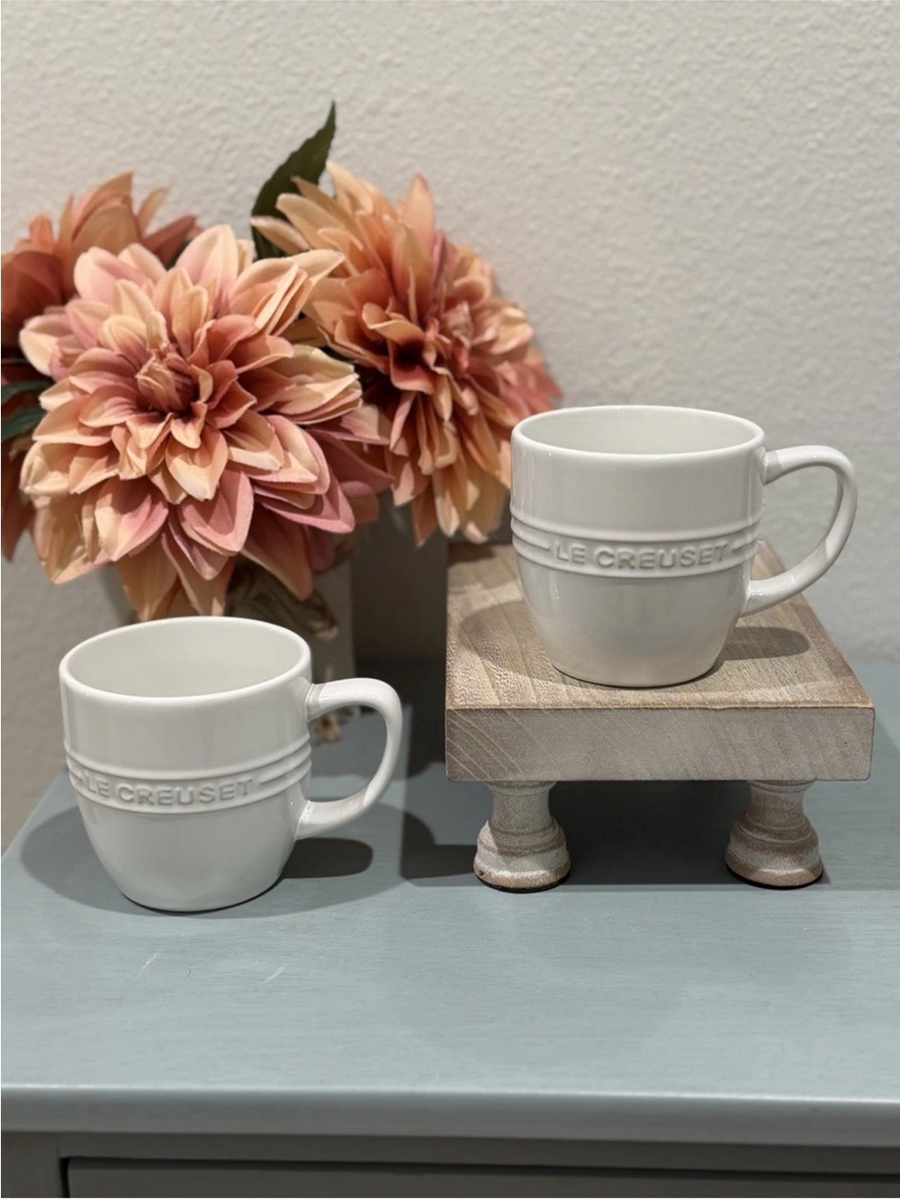Le Creuset Stoneware Leger Mug Cup 350 ml Heat Resistant White Set-2 Rare